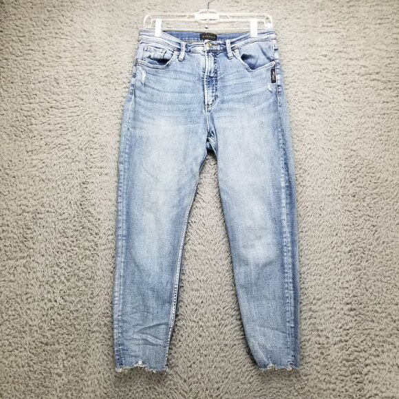 Silver Jeans Womens 31 Calley Skinny Mid Rise 25" Crop Shaping Frayed Hem *Read* - Picture 1 of 16
